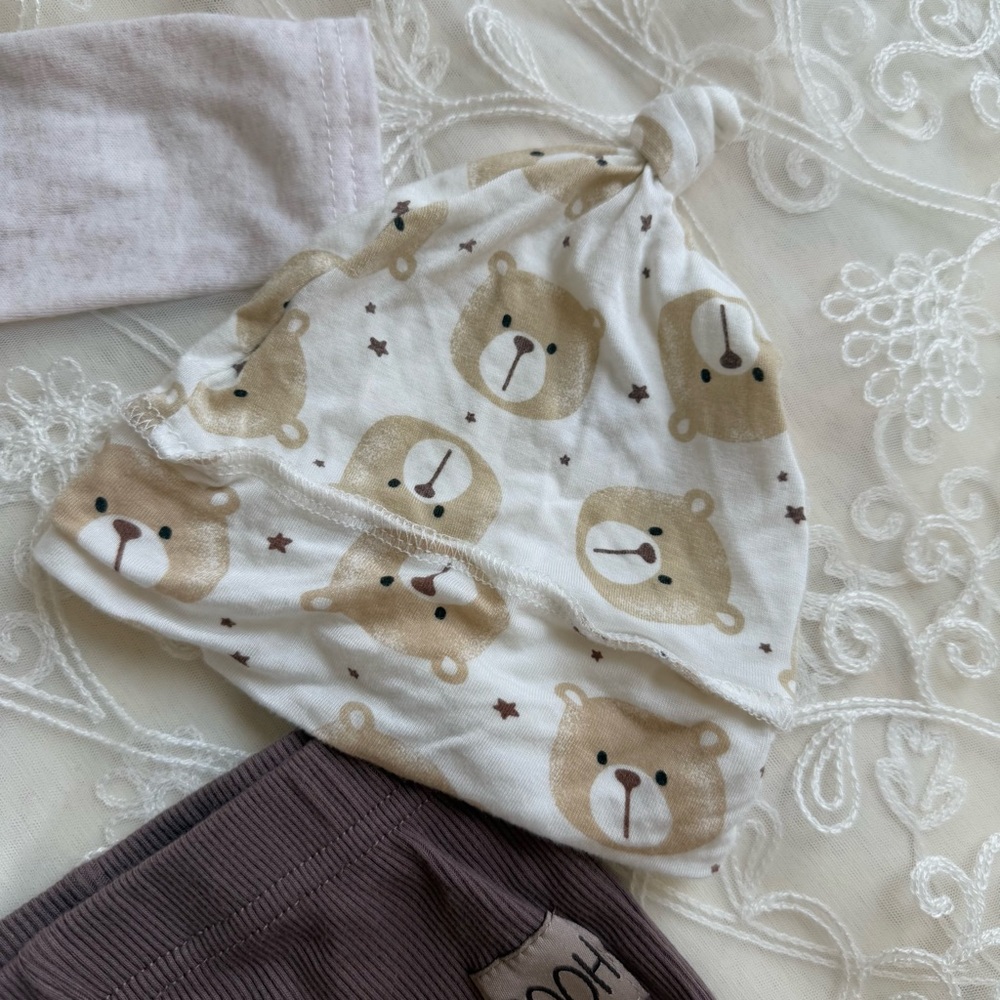 Disney Baby Matching Set Gray and Brown with Cozy Hoodie and cap - NEW - Picture 10 of 11
